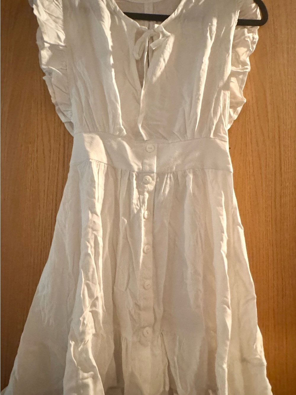 Stillwater White Button-Front Ruffled Sundress